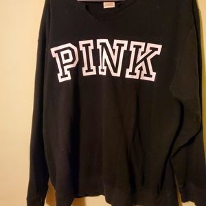 PINK college print crewneck